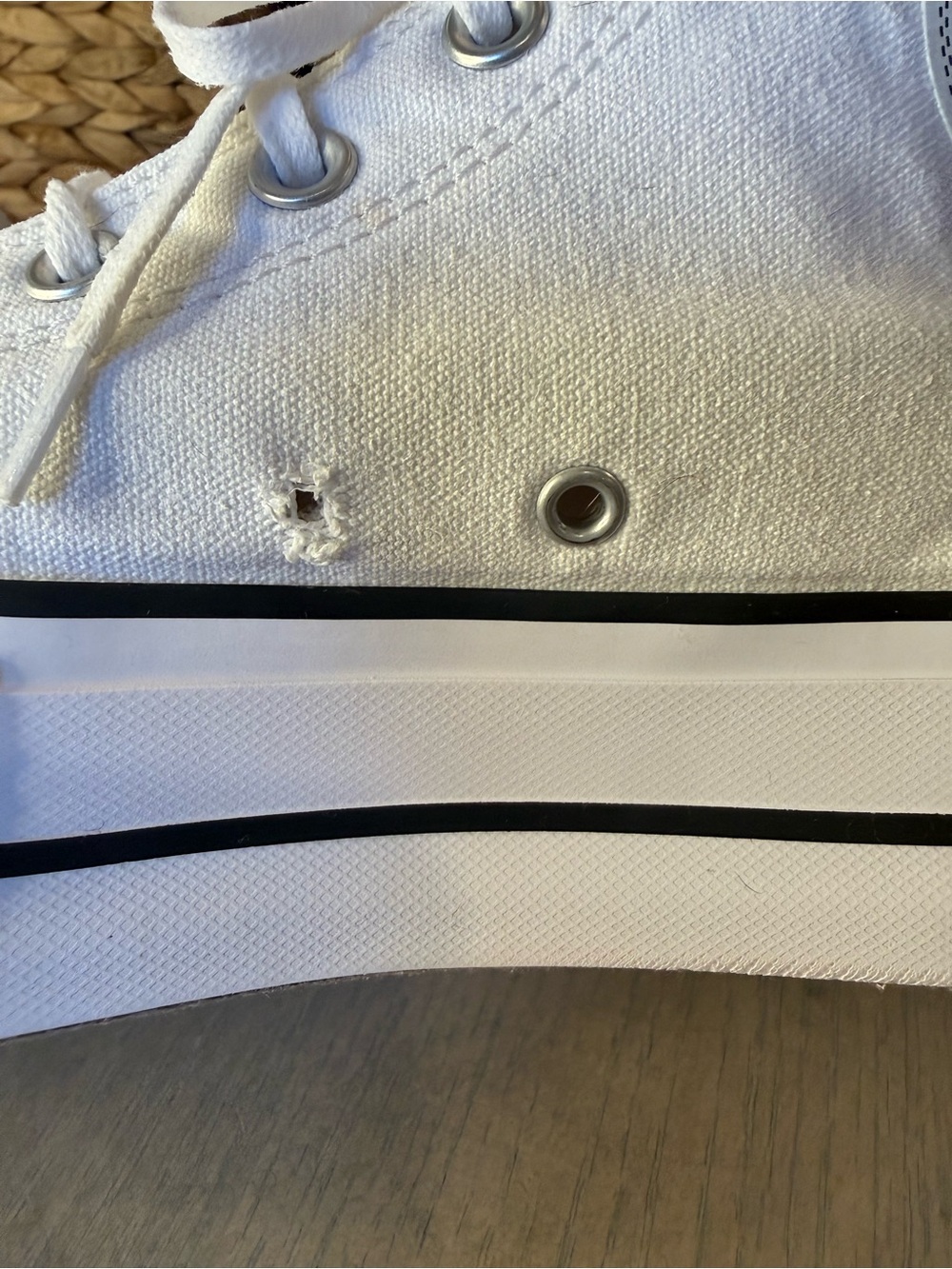 Converse White High-Top Canvas Sneakers with Black Trim - Picture 7 of 8